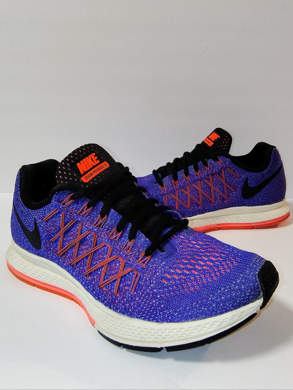 Nike Air Zoom Pegasus 32 Womens Lace-up Running Sneaker 'Racer Blue Hyper Orange